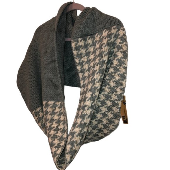 HOUNDSTOOTH PRINT infinity scarf Look Collection Dove gray Cream Chunky - Picture 1 of 3